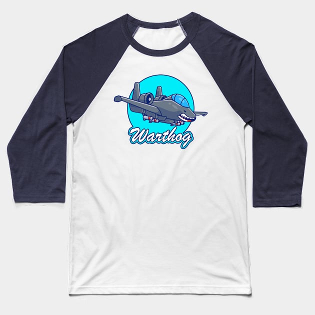 A10 Warthog Cartoon Baseball T-Shirt by Mandra